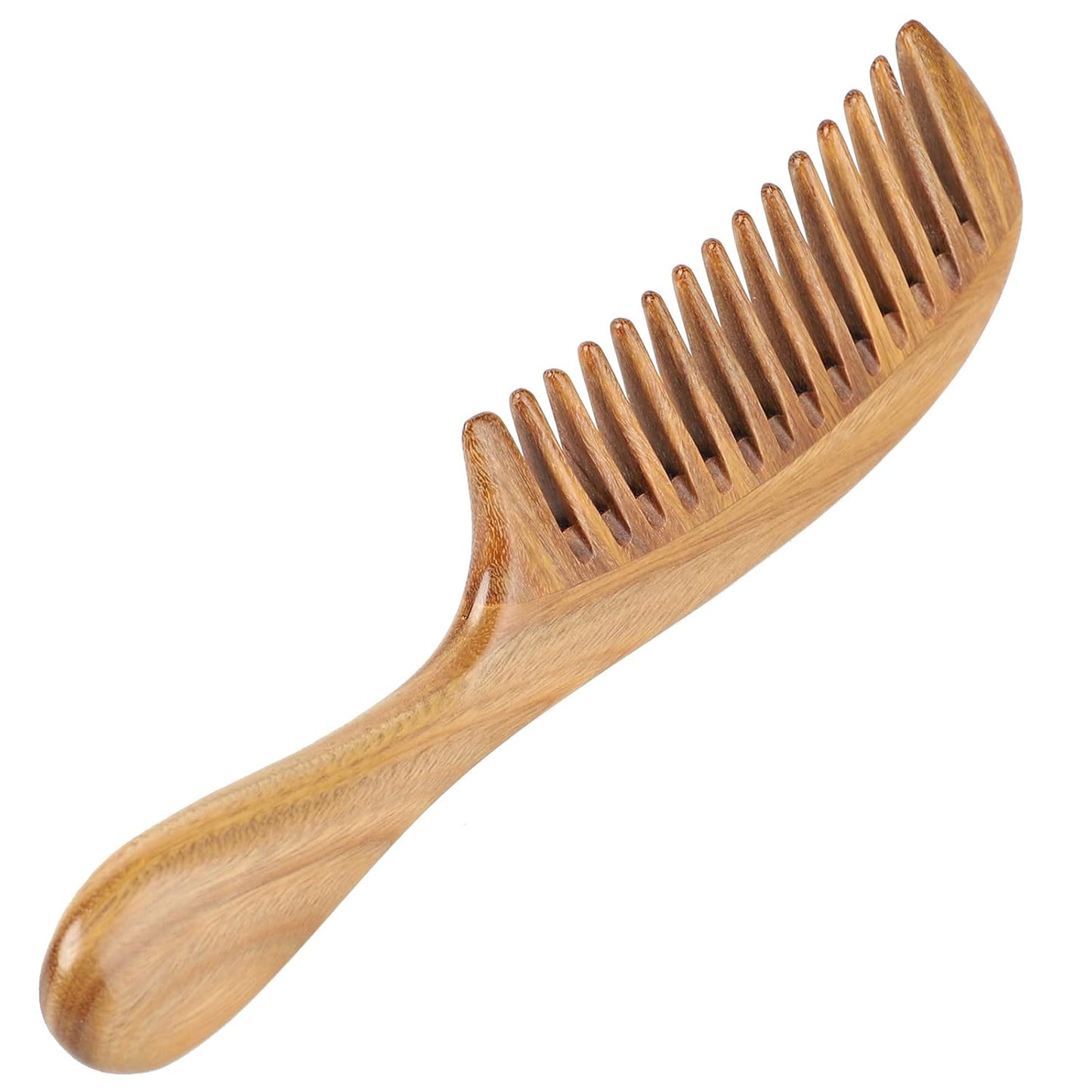 Handmade 100% Natural Green Sandalwood Hair Combs - Anti-Static Sandalwood Scent Natural Hair Detangler Wooden Comb (Wide Tooth),1 Count (Pack of 1)