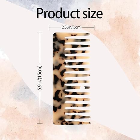 2 Pack Cellulose Acetate Wide Tooth Combs (5.9"), Tortoise & Ivory Hair Detangler for Wet/Dry, Thick, Curly or Straight Hair, Anti-Snag & Scalp Friendly