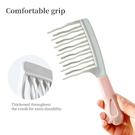 Wide-Tooth Wavy Comb – Anti-Static Detangling Hair Comb for Wet and Dry Hair