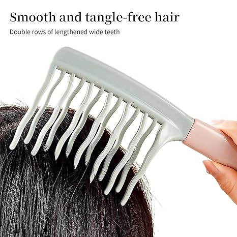 Wide-Tooth Wavy Comb – Anti-Static Detangling Hair Comb for Wet and Dry Hair