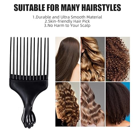 Vintage Raised Fist Wide-Tooth Hair Pick Comb – Large Tooth Detangling and Styling Comb