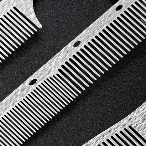 2 Pcs Metal Comb, Stainless Steel Fine Tooth Comb, Unbreakable Teeth Design, Anti Static comb, Heat Resistant, Professional Barber Comb Set, hair combs for men, Wood Grain Design