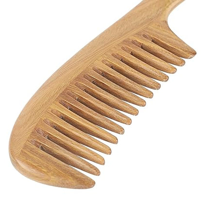 Handmade 100% Natural Green Sandalwood Hair Combs - Anti-Static Sandalwood Scent Natural Hair Detangler Wooden Comb (Wide Tooth),1 Count (Pack of 1)