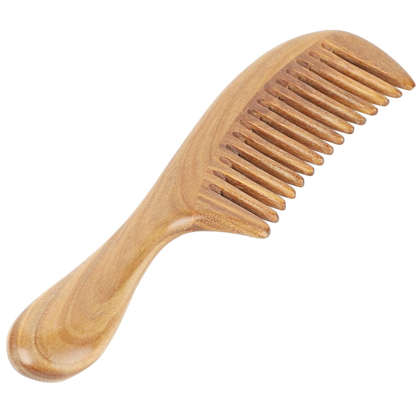 Handmade 100% Natural Green Sandalwood Hair Combs - Anti-Static Sandalwood Scent Natural Hair Detangler Wooden Comb (Wide Tooth),1 Count (Pack of 1)