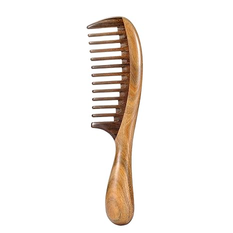 Natural Solid Wood Wide-Tooth Comb – Handcrafted Anti-Static Scalp Massage Detangling Comb