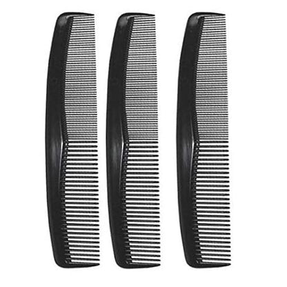 Classic Black Fine-Tooth Hair Cutting Comb Set – Anti-Static Dual-Density Styling Combs (3 Pieces)