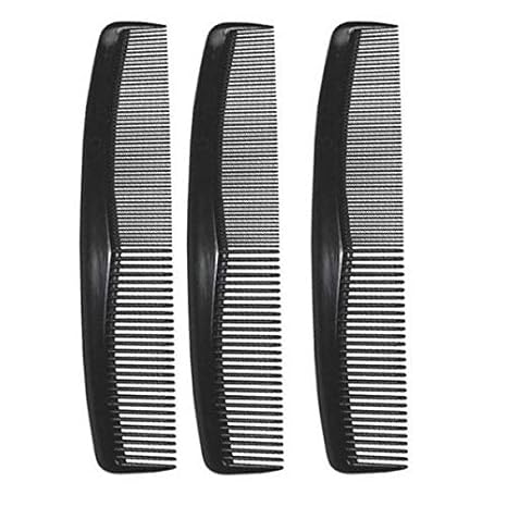 Classic Black Fine-Tooth Hair Cutting Comb Set – Anti-Static Dual-Density Styling Combs (3 Pieces)