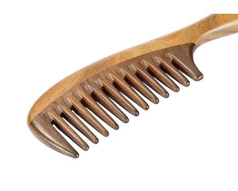 Natural Solid Wood Wide-Tooth Comb – Handcrafted Anti-Static Scalp Massage Detangling Comb