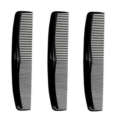 Classic Black Fine-Tooth Hair Cutting Comb Set – Anti-Static Dual-Density Styling Combs (3 Pieces)