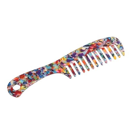 Colorful Mosaic Wide-Tooth Comb – Anti-Static Detangling Comb for Wet and Dry Hair