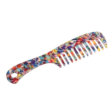 Colorful Mosaic Wide-Tooth Comb – Anti-Static Detangling Comb for Wet and Dry Hair