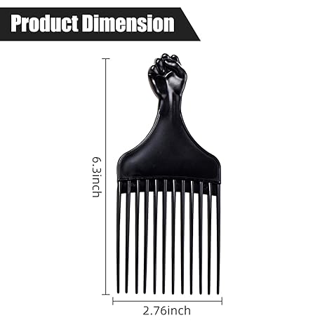 Vintage Raised Fist Wide-Tooth Hair Pick Comb – Large Tooth Detangling and Styling Comb