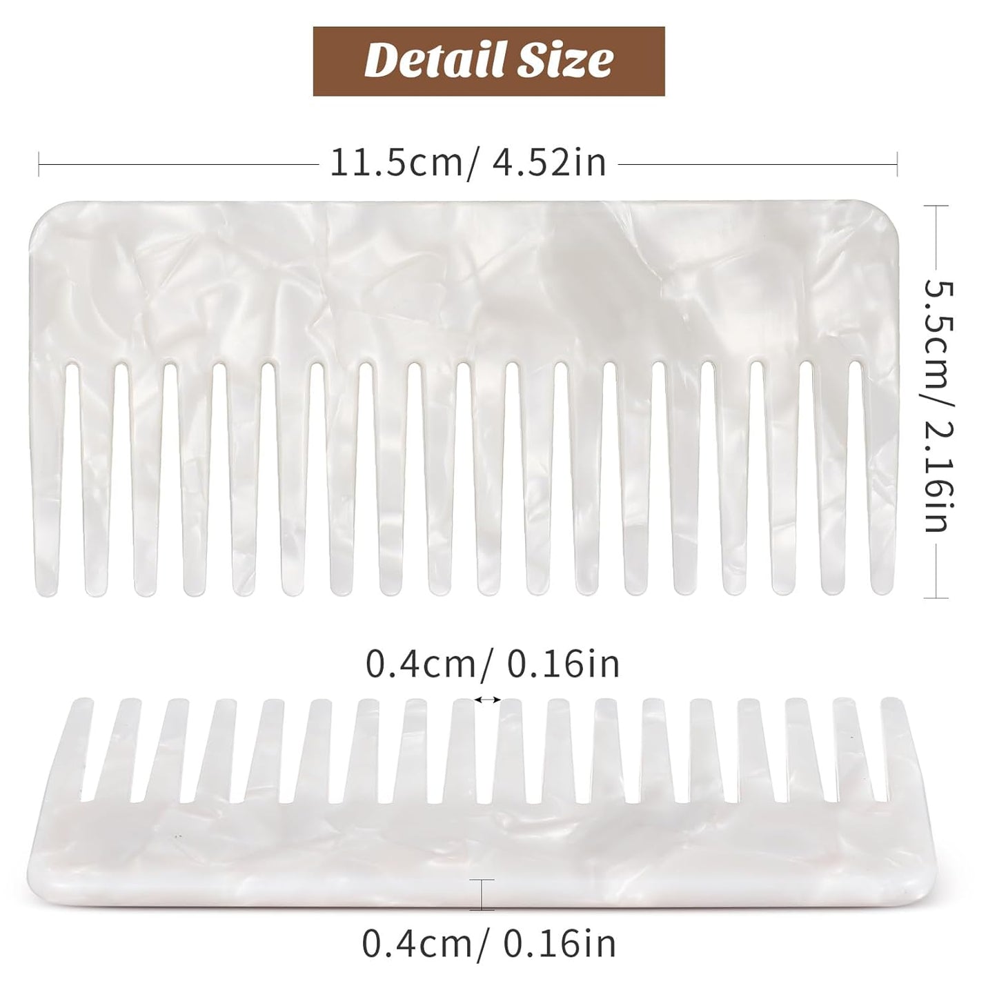 Pearlescent Wide-Tooth Comb – Vintage Anti-Static Detangling Hair Comb