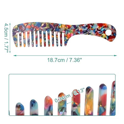 Colorful Mosaic Wide-Tooth Comb – Anti-Static Detangling Comb for Wet and Dry Hair