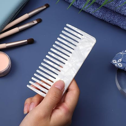 Pearlescent Wide-Tooth Comb – Vintage Anti-Static Detangling Hair Comb