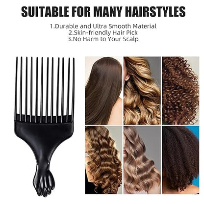 Vintage Raised Fist Wide-Tooth Hair Pick Comb – Large Tooth Detangling and Styling Comb