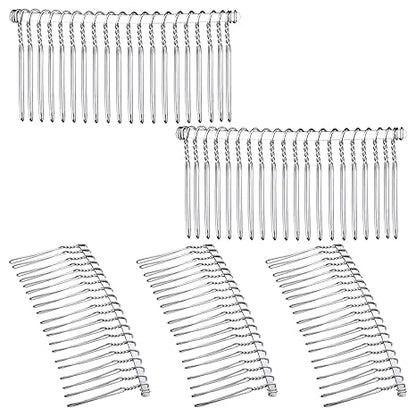 5 Pieces Hair Combs for Women Accessories Metal Bridal Hair Comb 20 Teeth Wedding Veil Comb Decorative for Women Fine Hair(White K)