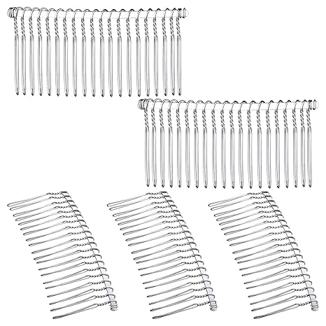 5 Pieces Hair Combs for Women Accessories Metal Bridal Hair Comb 20 Teeth Wedding Veil Comb Decorative for Women Fine Hair(White K)