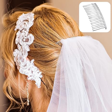 5 Pieces Hair Combs for Women Accessories Metal Bridal Hair Comb 20 Teeth Wedding Veil Comb Decorative for Women Fine Hair(White K)