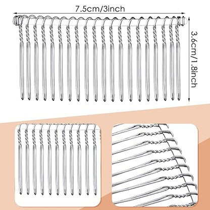 5 Pieces Hair Combs for Women Accessories Metal Bridal Hair Comb 20 Teeth Wedding Veil Comb Decorative for Women Fine Hair(White K)